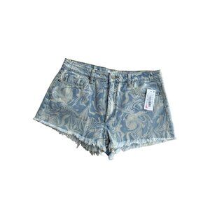 VIGOSS Women's Denim High Rise Swirl Jean Shorts Size 32 NEW